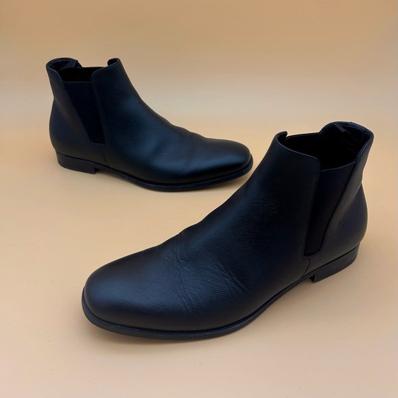 Prada Men's Saffiano Leather Chelsea Boots -Original Box & Shoe Covers Included! - Picture 3 of 14